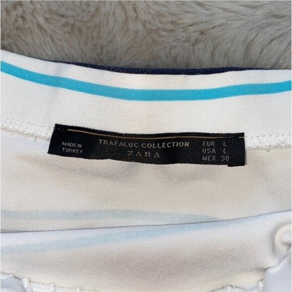 Zara ✦ Striped Off-Shoulder Cropped Blouse ✦ Belle Sleeves Size L EUC - Picture 7 of 7